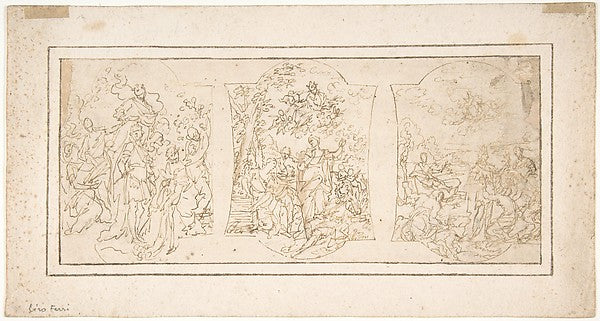 Drawing for Ceiling Decoration Consisting of Three Panels Each, Poster Print Wall Art