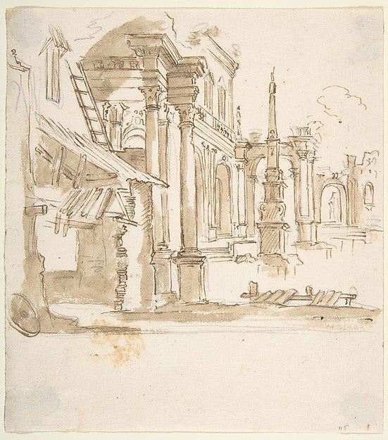 Capricio with Architectural Ruins in Perspective. 1700–1780-An,16x12"(A3) Poster