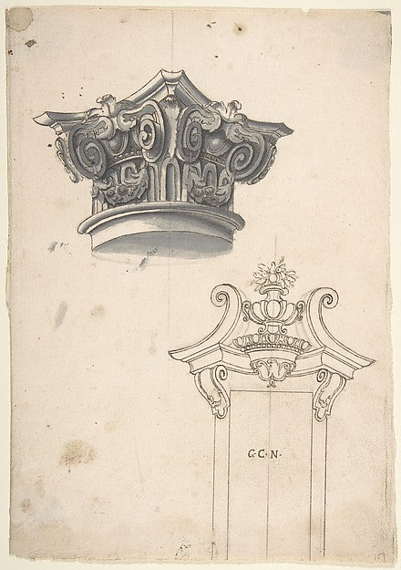 Designs for a Capital and for a Doorway 1700–1780-Anonymous,,16x12"(A3) Poster