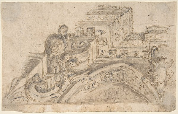 Design for the Corner of a Painted Ceiling seen in Perspectiv,16x12"(A3) Poster