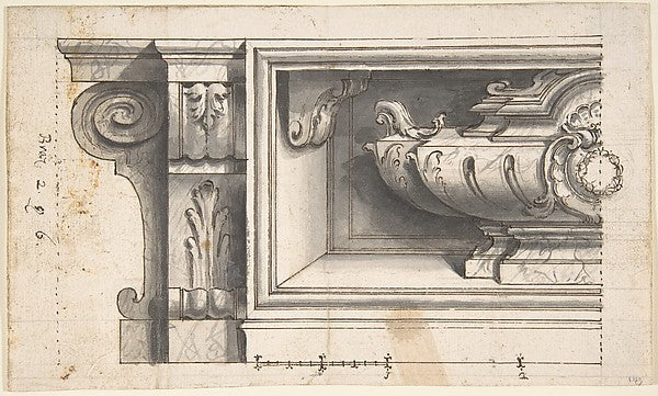 Design for a Sarcophagus or an Urn in a Niche 1700–1780-Anonym,16x12"(A3) Poster