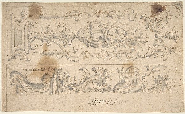 Two Designs for Floral Panels of Ornament 1680–1780-Anonymous,,16x12"(A3) Poster