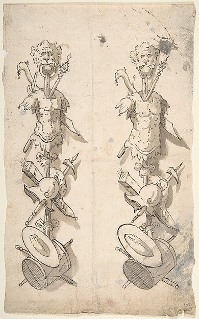 Two Designs for Trophies 1700–1780-Anonymous,Italian,Piedmon,16x12"(A3)Poster