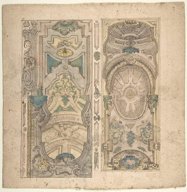 Four Alternate Designs for a Vault. 1700–1780-Anonymous,Itali,16x12"(A3)Poster
