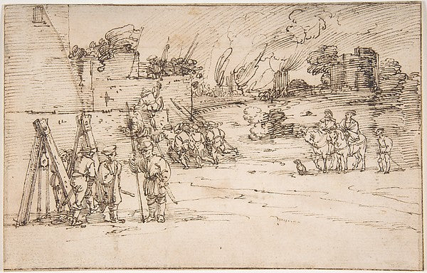 Soldiers Besieging a Castle c1530-Anonymous, Swiss, 16th cent,16x12"(A3) Poster