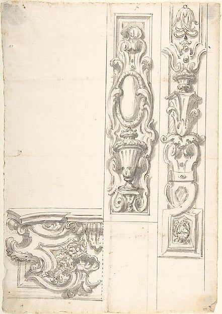 Design for Two Ornamental Upright Panels and one Ornamental B,16x12"(A3) Poster
