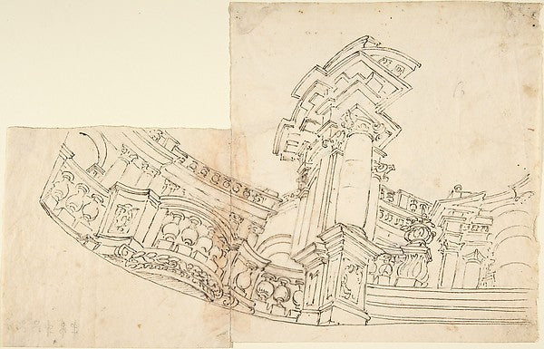 Design for a Balcony 1700–1780-Anonymous,Italian,Piedmontese,16x12"(A3)Poster