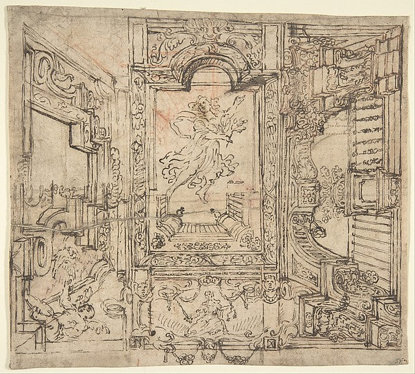 Design for a Painted Ceiling: Perspective Architectural with a,16x12"(A3) Poster