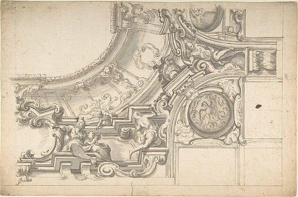 Design for half Ceiling in stucco 1700–1780-Anonymous,Italian, Poster Print Wall Art