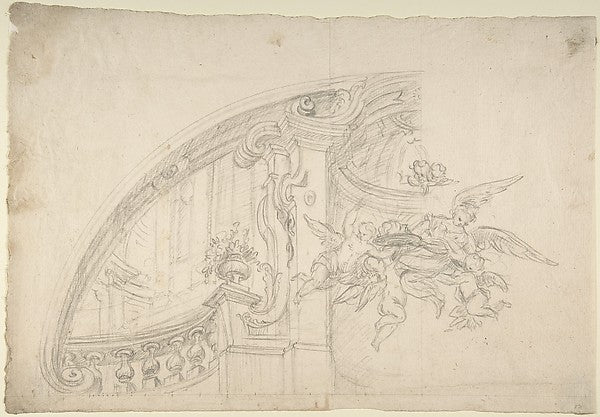 Sketch for the Rear Arched Area of a Chapel with an Angel and,16x12"(A3) Poster