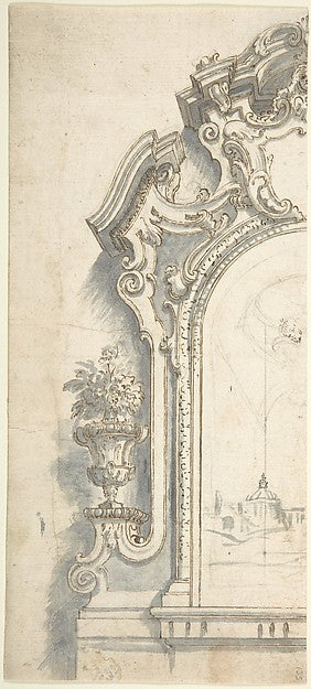Design for Left Side of an Altarpiece Frame 1700–1780-Anonymou,16x12"(A3)Poster