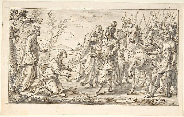 Two Women before a General 1700–1780-Anonymous,German,18th c,16x12"(A3)Poster