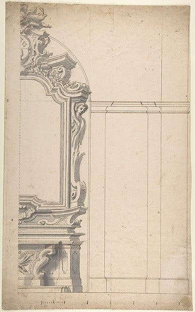Design for one half of an Altar with a Pilastered Wall at the, Poster Print Wall Art