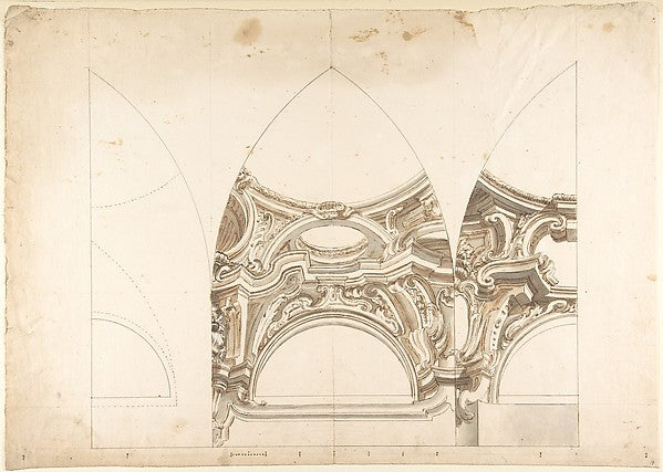 Three Designs for the Ornamentation of Vaults 1700–1780-Anonym, Poster Print Wall Art
