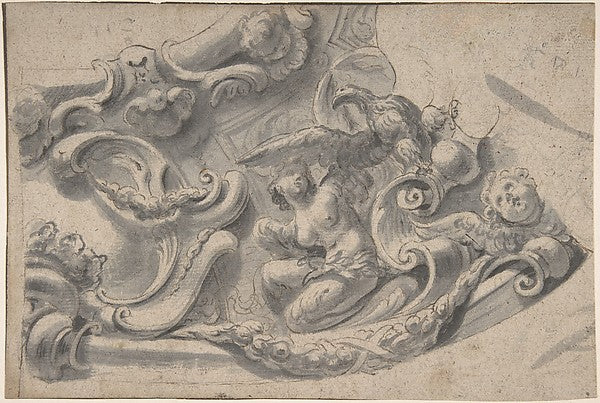 Design for a Decorative Cornice 18th cent-Anonymous, Italian,,16x12"(A3) Poster