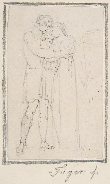 Man Embracing Woman with Child in Her Arms mid-18th–early 19th,16x12"(A3) Poster