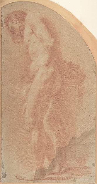 Study of a Male Nude 18th cent-Anonymous, Italian, first half,16x12"(A3) Poster