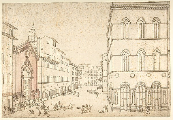 View of Florence: Or San Michele Towards Piazza della Signori,16x12"(A3) Poster
