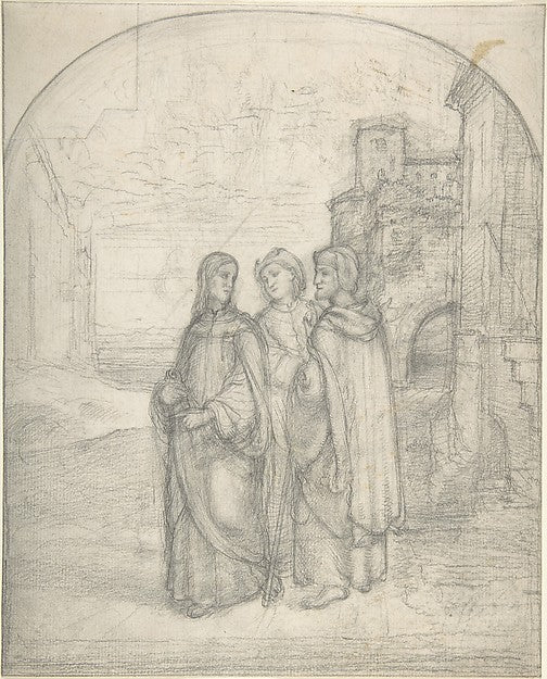 Christ and the Pilgrims of Emmaus c1827- Ferdinand Olivier, Poster Print Wall Art