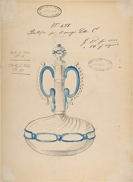 One of Twenty-Three Sheets of Drawings of Glassware 1850–80-C, Poster Print Wall Art