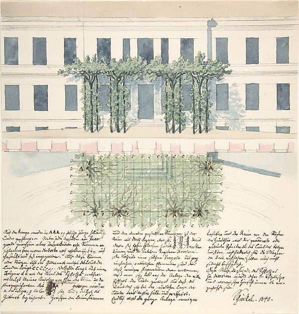 Elevation and Plan of the Façade of a Building 1840-Karl Fried,16x12"(A3)Poster