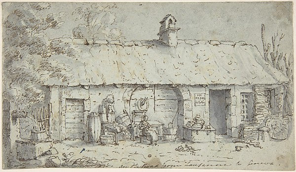 Cottage on the Road from Lausanne to Geneva c1800-Possibly by, Poster Print Wall Art