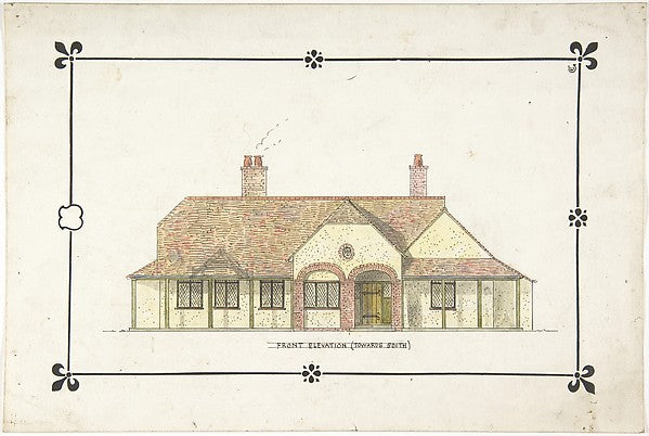 Bungalow drawing -- Front Elevation 1911-Ernest Geldart, Poster Print Wall Art
