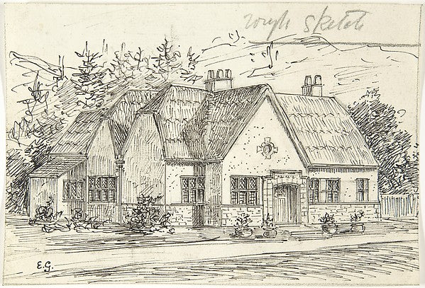 Thatched Roof Stone Cottage late 19th–early 20th cent-Ernest G, Poster Print Wall Art