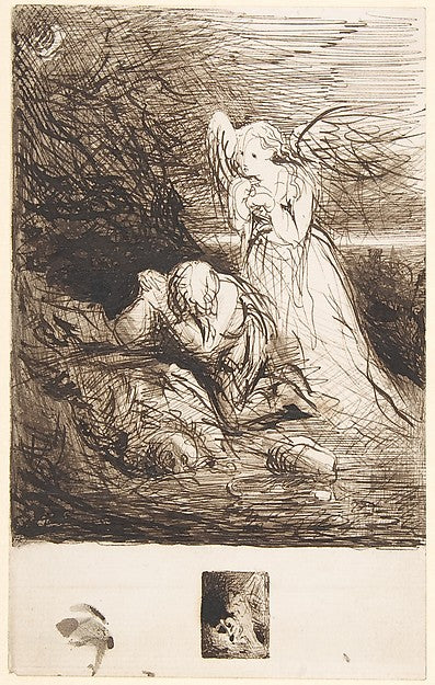 Young Pilgrim with Guardian Angel 1820–71-Attributed to Sir Ge, Poster Print Wall Art
