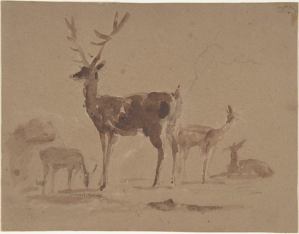 Stag and Its Young 1820–73-Sir Edwin Henry Landseer,16x12"(A3) Poster