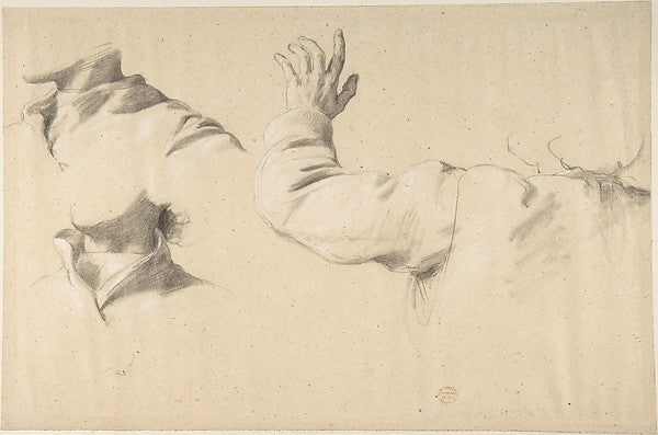 Studies of Drapery in Sleeve and Collars 19th cent-Anonymous,, Poster Print Wall Art