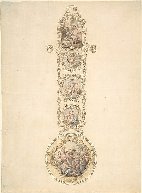 Design for an Enameled Watchcase and Châtelaine with Mythologi, Poster Print Wall Art