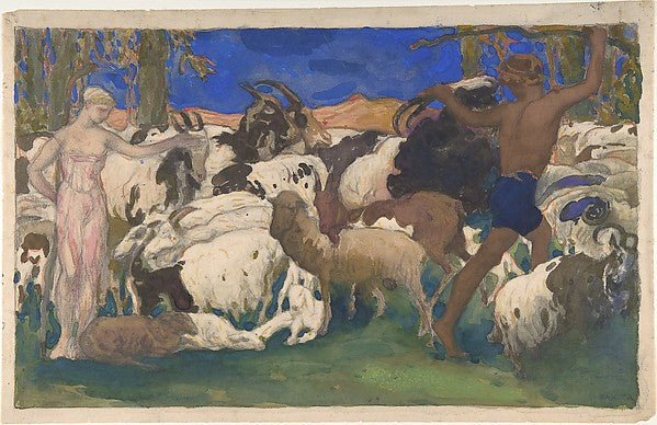 Landscape with Shepherds Set Design for the Ballet 'Daphnis a,16x12"(A3) Poster