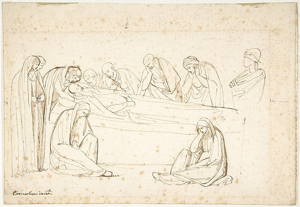 Mourning Figures - possibly a copy after a fresco by Cimabue c1, Poster Print Wall Art