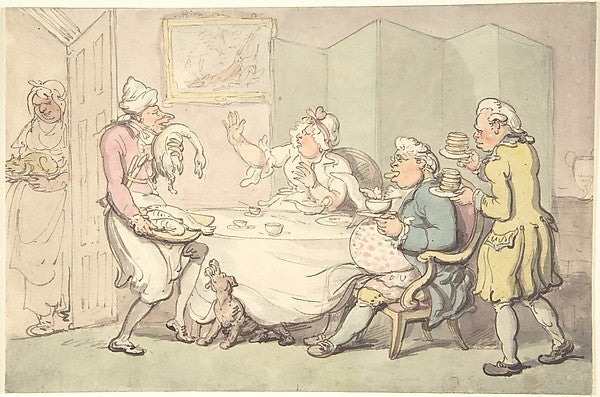 A Couple at Table with Servants 18th–19th cent-After Thomas Ro,16x12"(A3)Poster