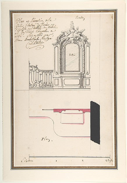 Design for an Altar and Choir Grill Abbey at Rebais-Claude Lo,16x12"(A3) Poster