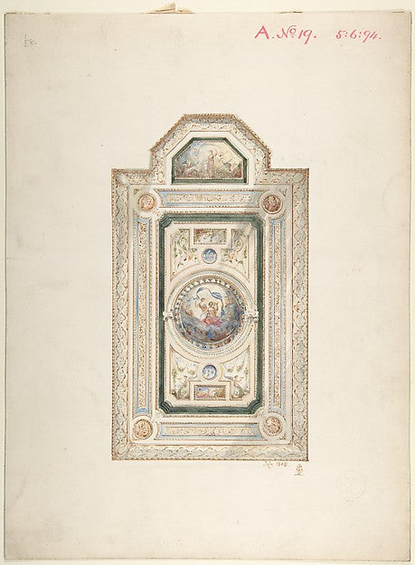 Inscribed drawing with monogram of Sang of a ceiling design , Poster Print Wall Art