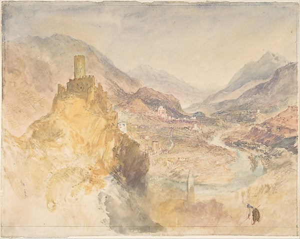 Chatel Argent and the Val d'Aosta from above Villeneuve 1836-J, Poster Print Wall Art