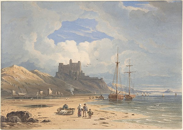 Bamborough Castle from the Northeast with Holy Island in the, Poster Print