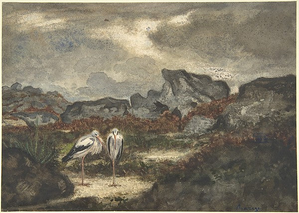 Herons in Landscape 1810–75-Antoine-Louis Barye, Poster Print Wall Art