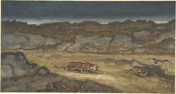 Tiger Stalking Prey-Antoine-Louis Barye,16x12"(A3) Poster