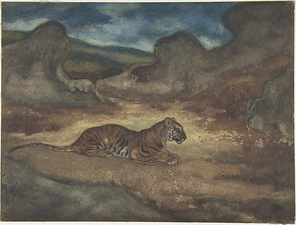 Tiger in Landscape 1810–75-Antoine-Louis Barye, Poster Print Wall Art
