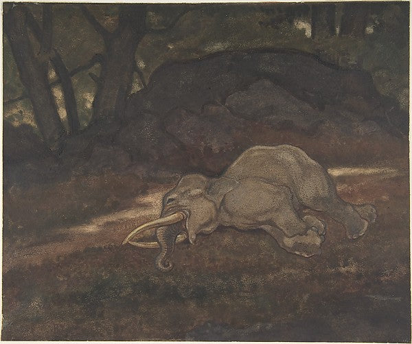 Sleeping Elephant 1810–75-Antoine-Louis Barye, Poster Print Wall Art