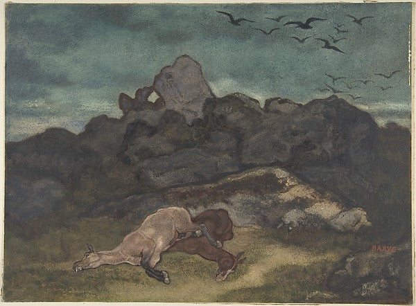 Dead Horses 1810–75-Antoine-Louis Barye, Poster Print Wall Art