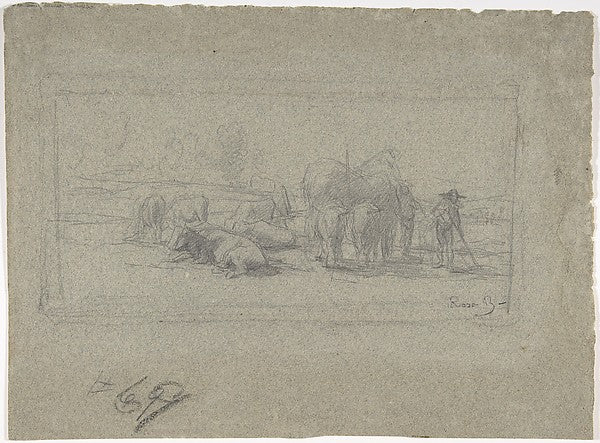 Landscape with Cattle-Marie-Rosalie Bonheur,16x12"(A3) Poster