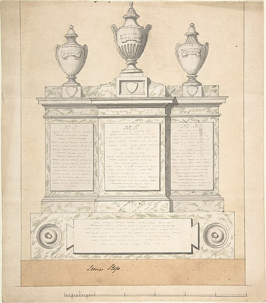 Design for a Monument to the Three Wives of the First Earl of, Poster Print Wall Art