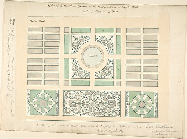 Plan of the Flower Garden on the Northern Front Ingestre Hall, Poster Print