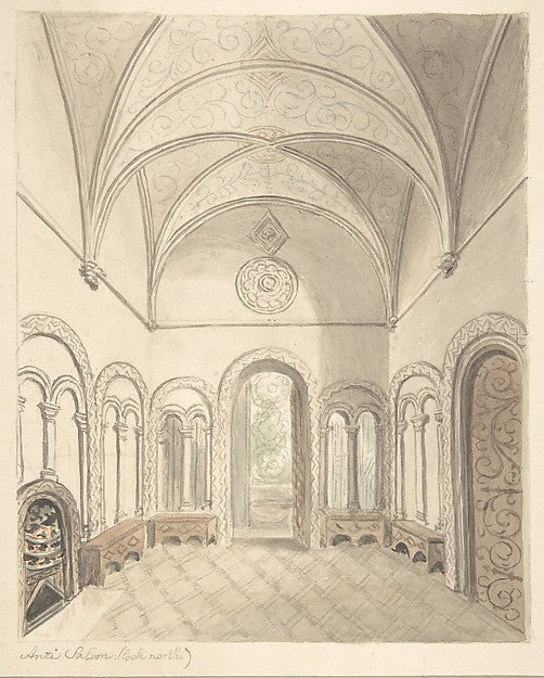 Lea Castle Worcestershire Ante-saloon Looking North c1816-J,16x12"(A3)Poster