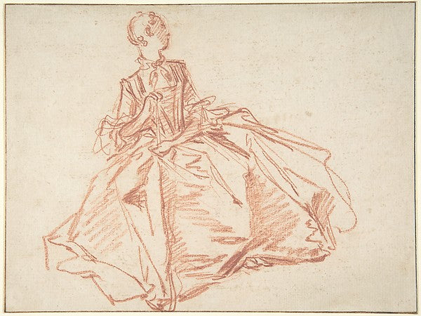 Seated Woman Holding a Fan 18th cent-François Boucher,16x12"(A3)Poster