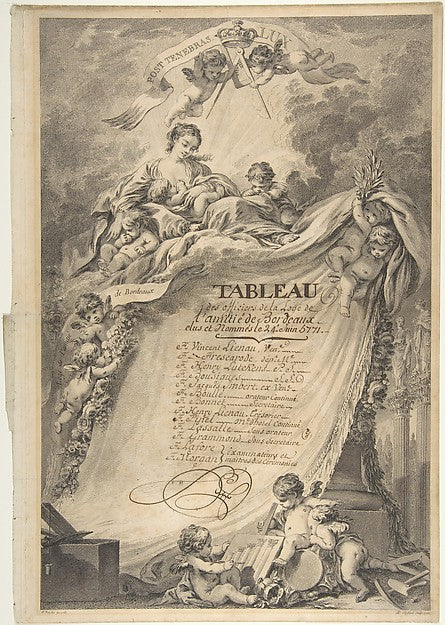 Diploma for the Freemasons of Bordeaux after François Boucher, Poster Print Wall Art